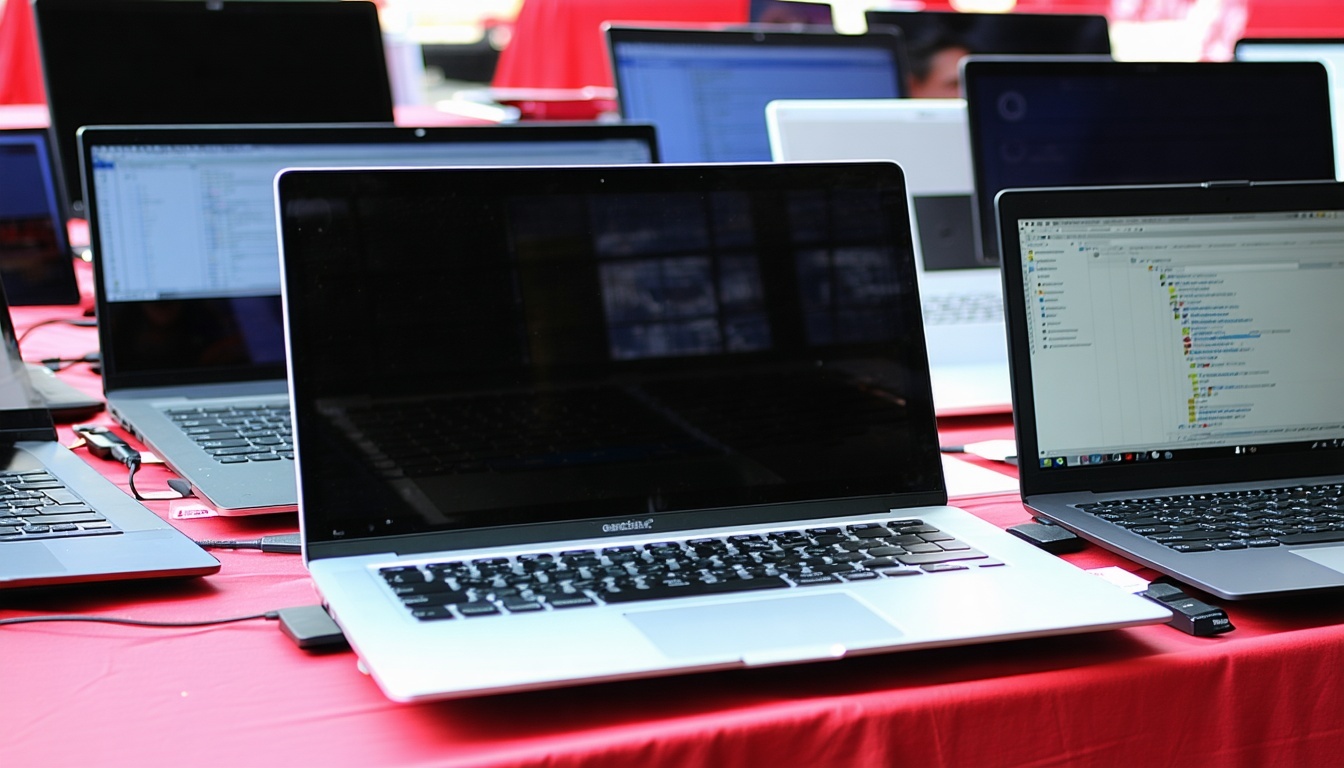Refurbished laptops displayed for sale